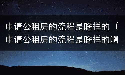 申请公租房的流程是啥样的（申请公租房的流程是啥样的啊）