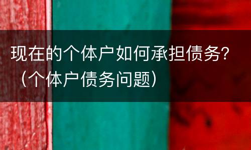 现在的个体户如何承担债务？（个体户债务问题）