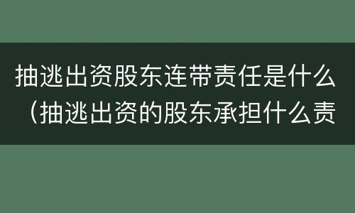 抽逃出资股东连带责任是什么（抽逃出资的股东承担什么责任）