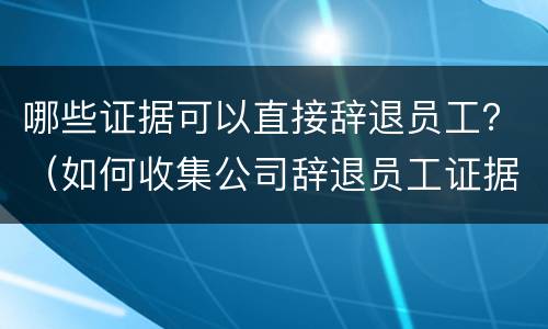 哪些证据可以直接辞退员工？（如何收集公司辞退员工证据）