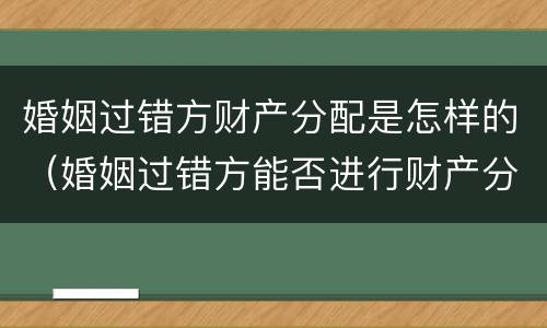 婚姻过错方财产分配是怎样的（婚姻过错方能否进行财产分割）