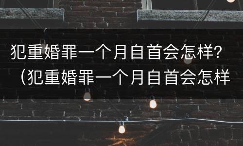 犯重婚罪一个月自首会怎样？（犯重婚罪一个月自首会怎样判）