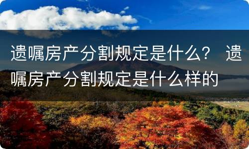 遗嘱房产分割规定是什么？ 遗嘱房产分割规定是什么样的