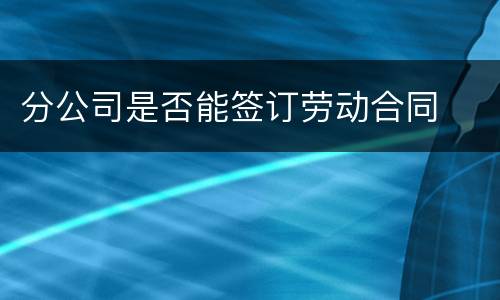 分公司是否能签订劳动合同