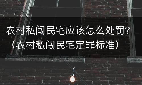 农村私闯民宅应该怎么处罚？（农村私闯民宅定罪标准）