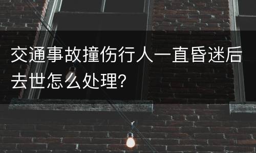 交通事故撞伤行人一直昏迷后去世怎么处理？