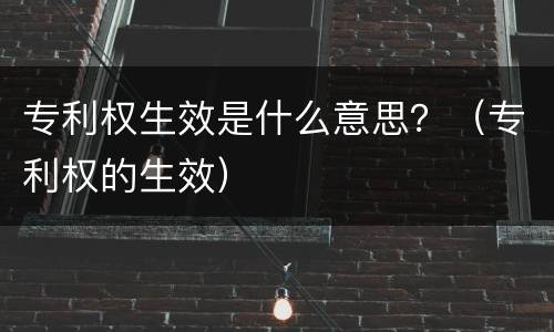 专利权生效是什么意思？（专利权的生效）