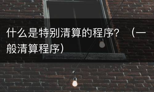 什么是特别清算的程序？（一般清算程序）