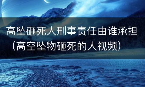 高坠砸死人刑事责任由谁承担（高空坠物砸死的人视频）