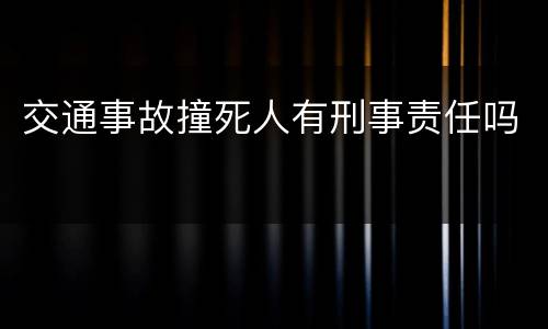 交通事故撞死人有刑事责任吗