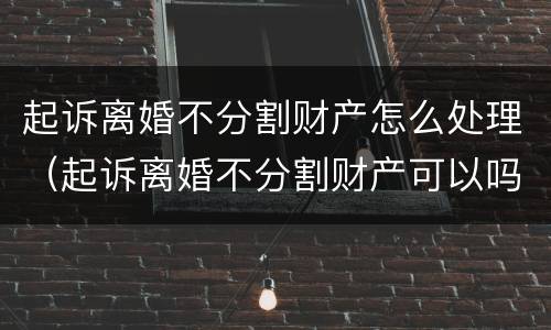 起诉离婚不分割财产怎么处理（起诉离婚不分割财产可以吗）