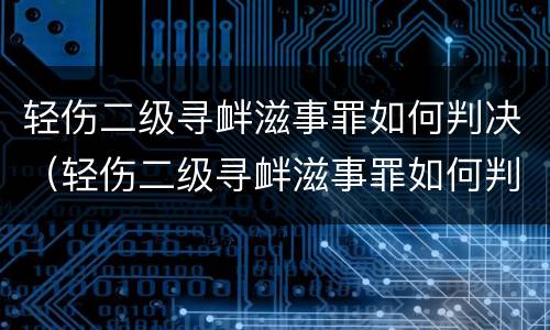 轻伤二级寻衅滋事罪如何判决（轻伤二级寻衅滋事罪如何判决案件）