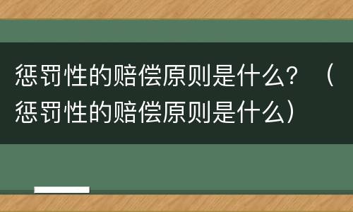 惩罚性的赔偿原则是什么？（惩罚性的赔偿原则是什么）