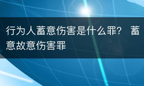 行为人蓄意伤害是什么罪？ 蓄意故意伤害罪