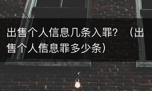 出售个人信息几条入罪？（出售个人信息罪多少条）