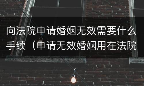 向法院申请婚姻无效需要什么手续（申请无效婚姻用在法院多长时间）