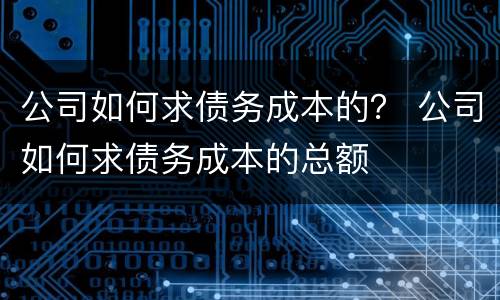 公司如何求债务成本的？ 公司如何求债务成本的总额