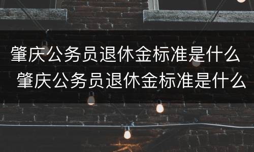 肇庆公务员退休金标准是什么 肇庆公务员退休金标准是什么样的