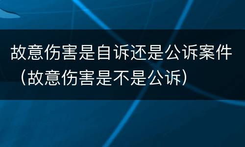 故意伤害是自诉还是公诉案件（故意伤害是不是公诉）