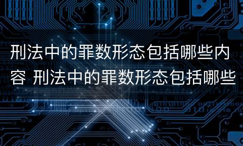 刑法中的罪数形态包括哪些内容 刑法中的罪数形态包括哪些内容和形态