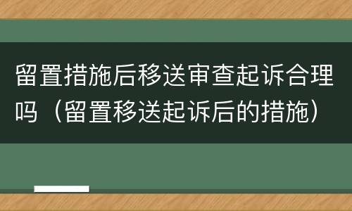 留置措施后移送审查起诉合理吗（留置移送起诉后的措施）