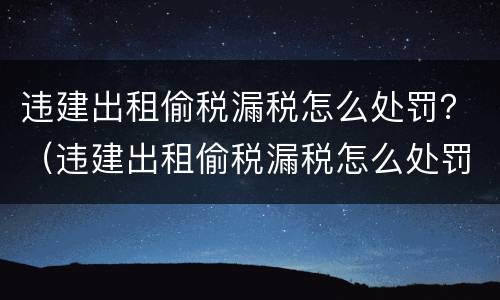 违建出租偷税漏税怎么处罚？（违建出租偷税漏税怎么处罚的）