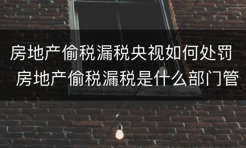 房地产偷税漏税央视如何处罚 房地产偷税漏税是什么部门管