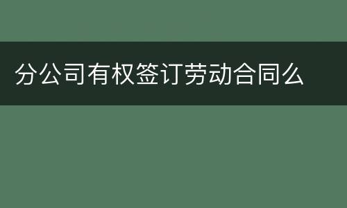 分公司有权签订劳动合同么