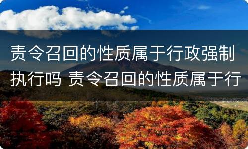 责令召回的性质属于行政强制执行吗 责令召回的性质属于行政强制执行吗对吗