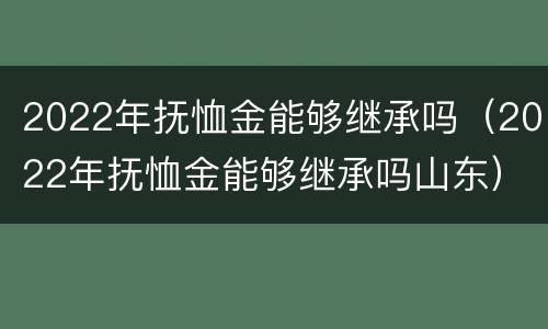 2022年抚恤金能够继承吗（2022年抚恤金能够继承吗山东）