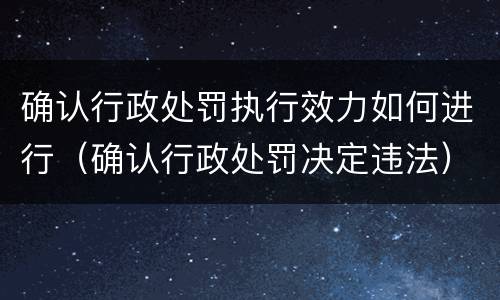 确认行政处罚执行效力如何进行（确认行政处罚决定违法）