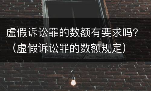 虚假诉讼罪的数额有要求吗？（虚假诉讼罪的数额规定）