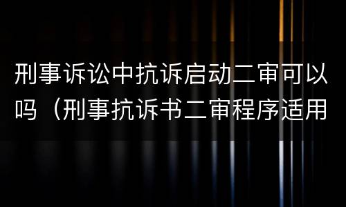 刑事诉讼中抗诉启动二审可以吗（刑事抗诉书二审程序适用）