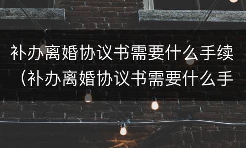 补办离婚协议书需要什么手续（补办离婚协议书需要什么手续吗）