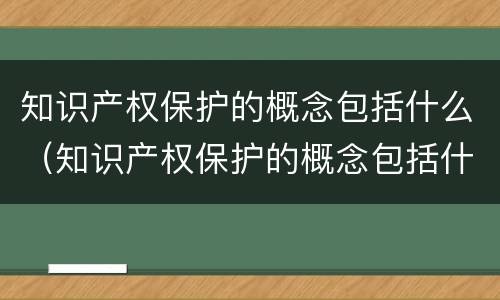 知识产权保护的概念包括什么（知识产权保护的概念包括什么）