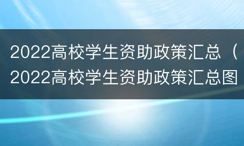 2022高校学生资助政策汇总（2022高校学生资助政策汇总图）