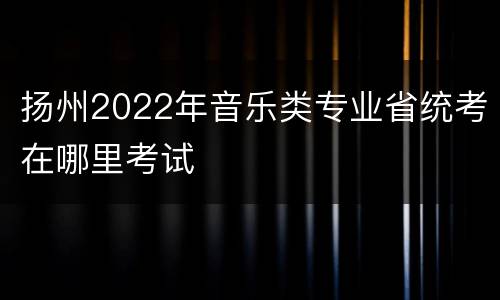 扬州2022年音乐类专业省统考在哪里考试