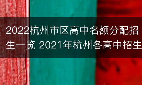 2022杭州市区高中名额分配招生一览 2021年杭州各高中招生计划