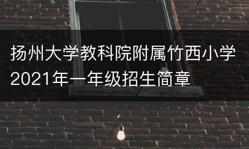 扬州大学教科院附属竹西小学2021年一年级招生简章