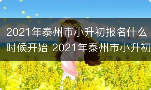 2021年泰州市小升初报名什么时候开始 2021年泰州市小升初报名什么时候开始考试