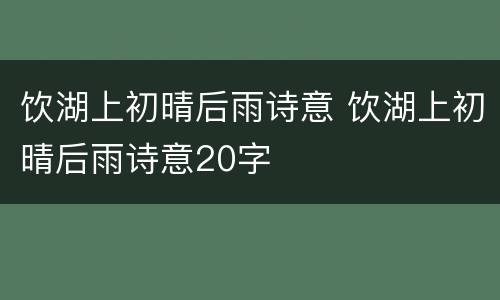 饮湖上初晴后雨诗意 饮湖上初晴后雨诗意20字