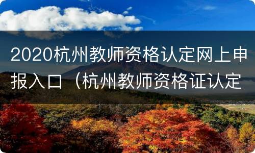 2020杭州教师资格认定网上申报入口（杭州教师资格证认定公告）