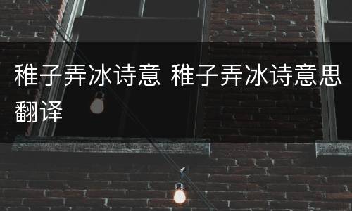 稚子弄冰诗意 稚子弄冰诗意思翻译