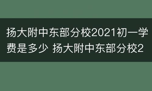 扬大附中东部分校2021初一学费是多少 扬大附中东部分校2021初一学费是多少呢