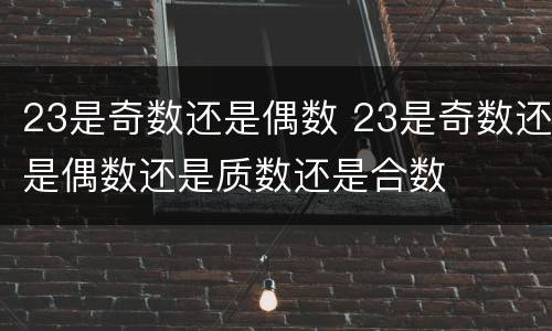 23是奇数还是偶数 23是奇数还是偶数还是质数还是合数