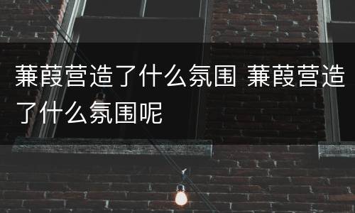 蒹葭营造了什么氛围 蒹葭营造了什么氛围呢