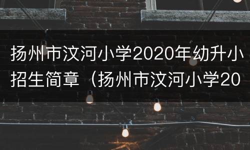 扬州市汶河小学2020年幼升小招生简章（扬州市汶河小学2020年幼升小招生简章视频）