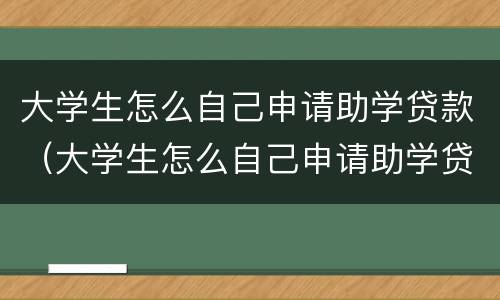 大学生怎么自己申请助学贷款（大学生怎么自己申请助学贷款202）