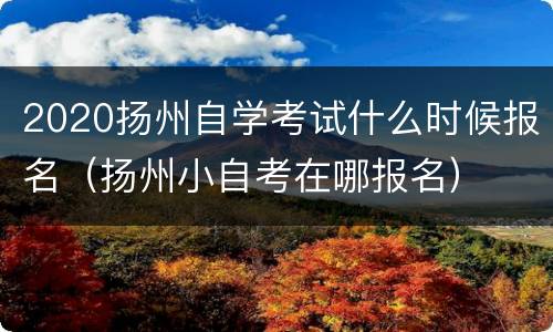 2020扬州自学考试什么时候报名（扬州小自考在哪报名）