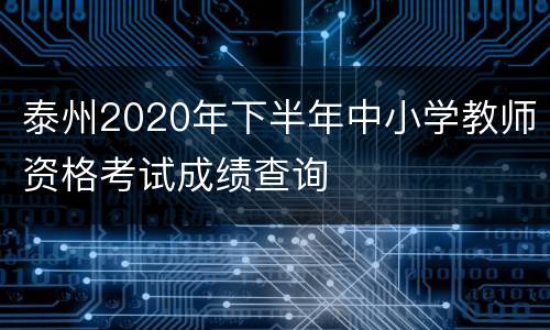 泰州2020年下半年中小学教师资格考试成绩查询